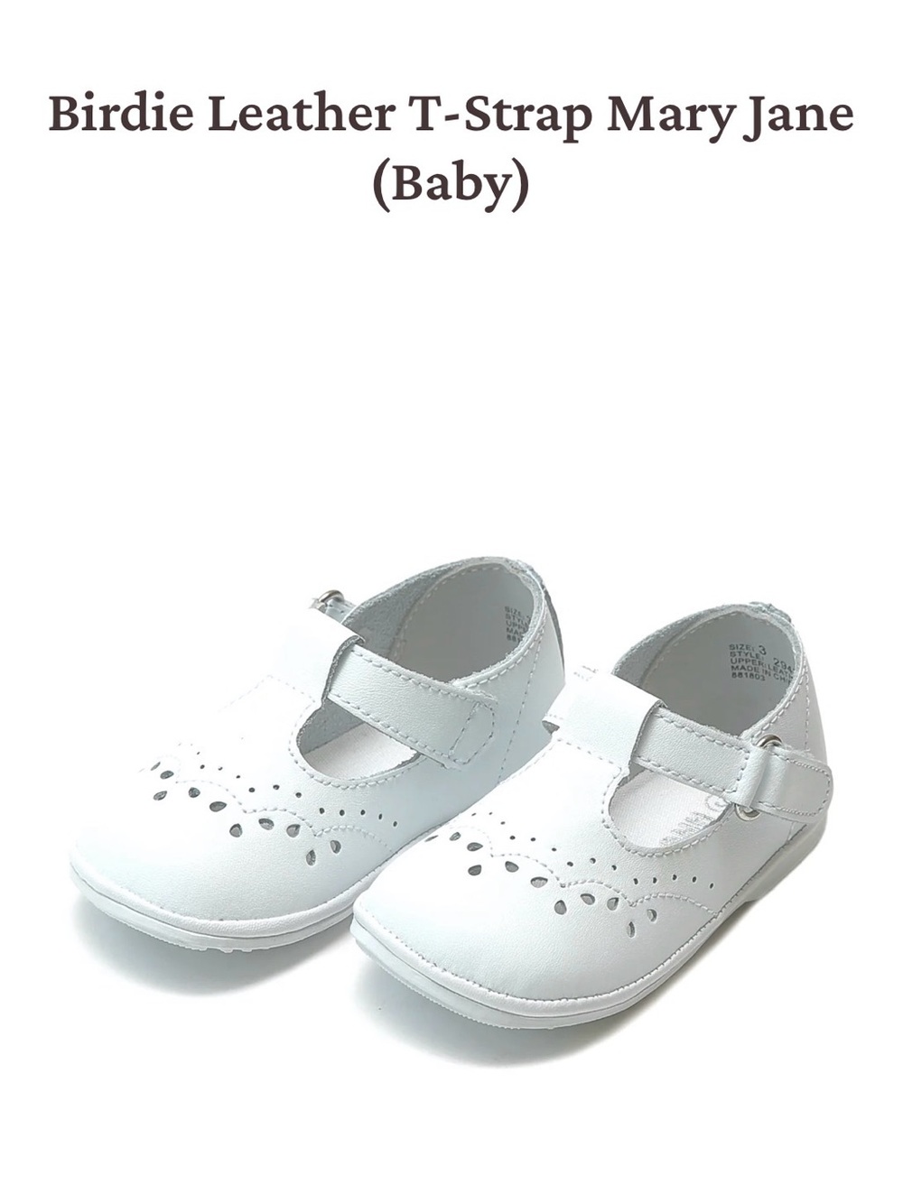 L'Amour White T-Strap Mary Jane Baby Shoes